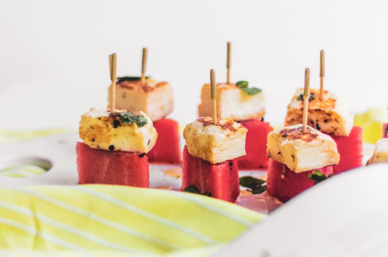 Watermelon Bites with Halloumi