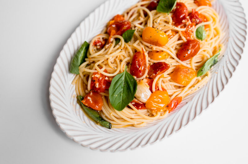 Tomatoes Confit Pasta with Basil