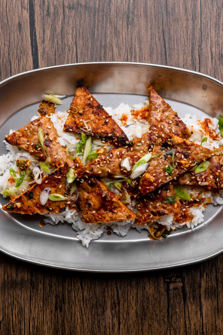Korean Marinade Tempeh with Rice LePlainCanvas