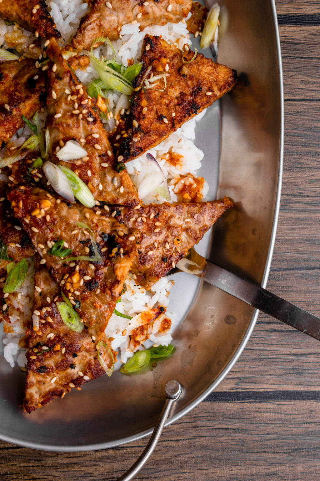 Korean Marinade Tempeh with Rice LePlainCanvas